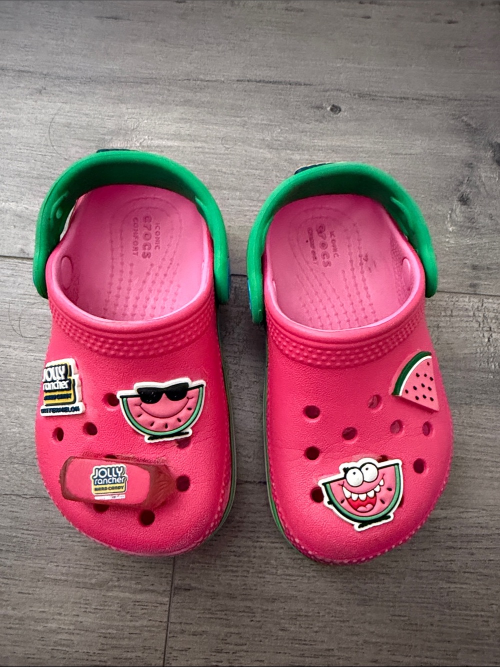 Crocs Kids jolly rancher Watermelon Clog Sandals - Pink & Green